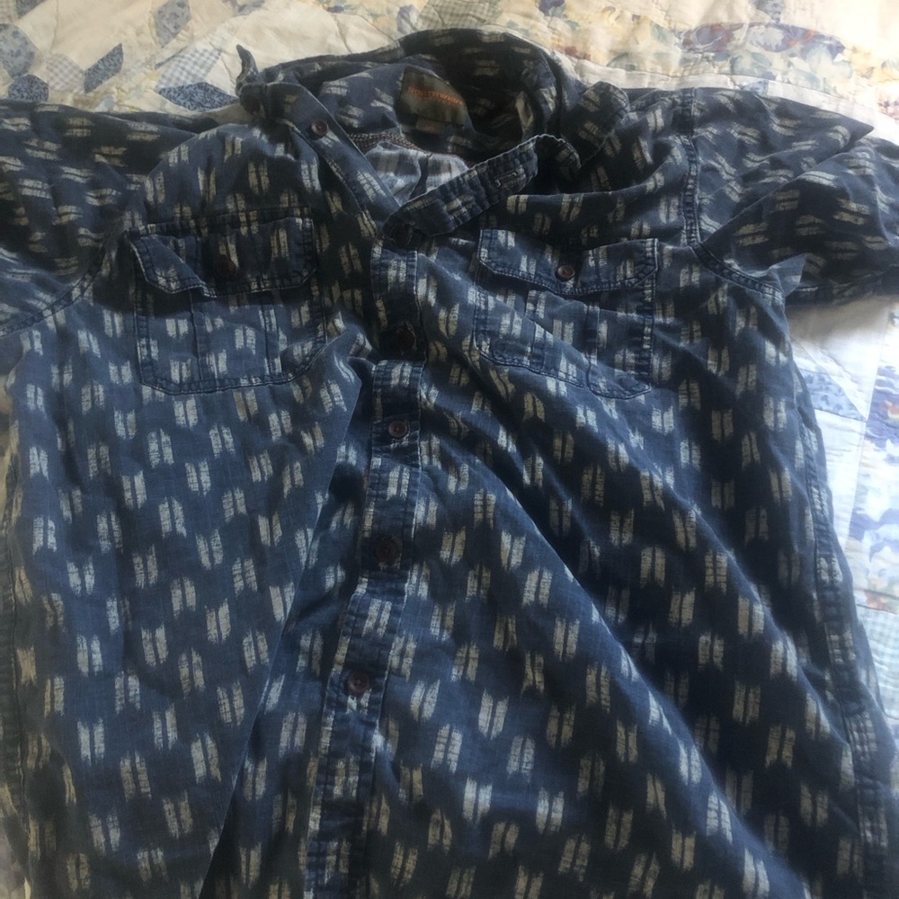 Northwest Territory, navy blue short-sleeve button down shirt